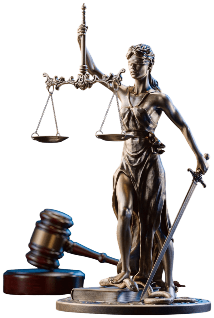 Estatua de la justicia con la balanza y la espada